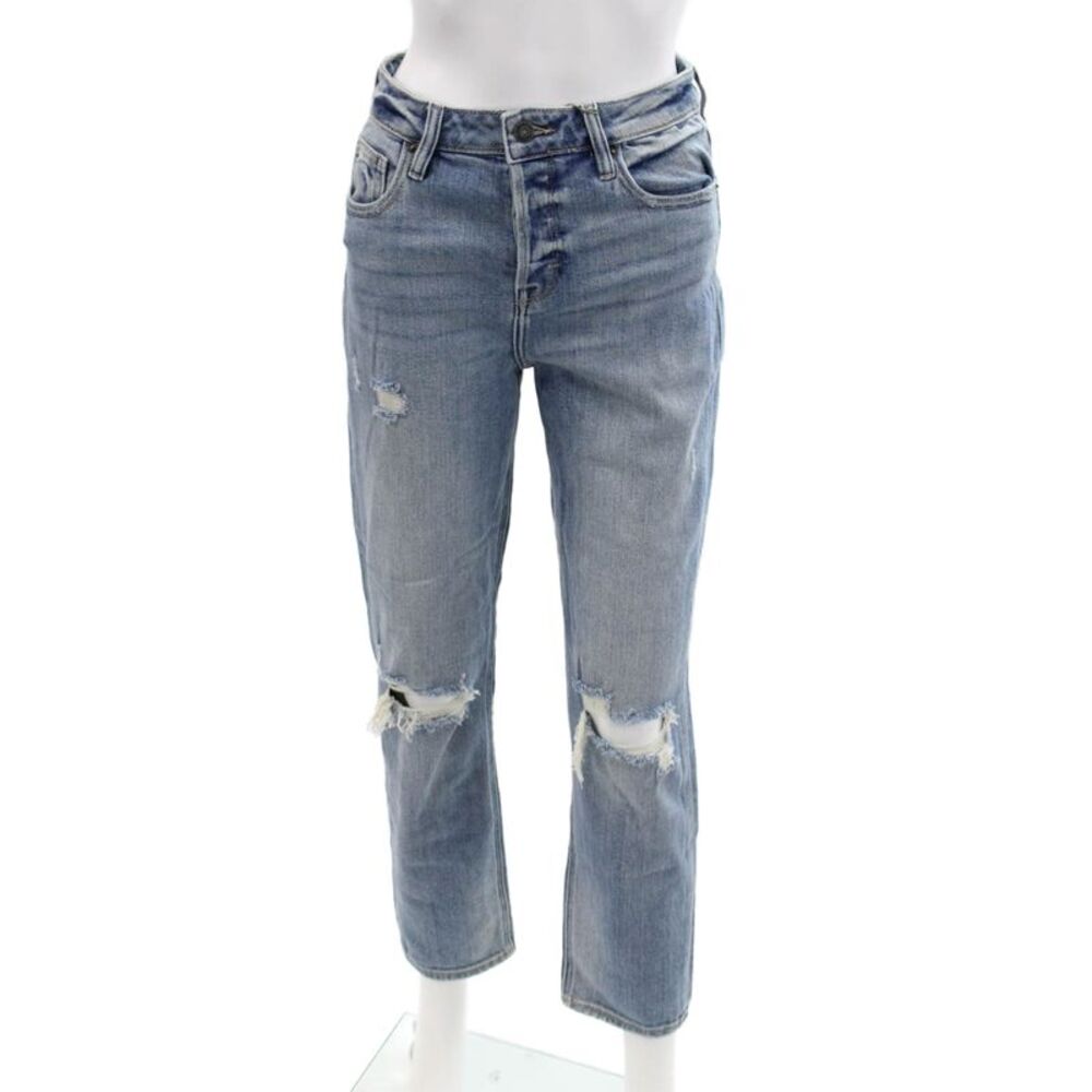 Hidden Womens Button Fly High Rise Distressed Straight Leg Jeans Blue Size 26